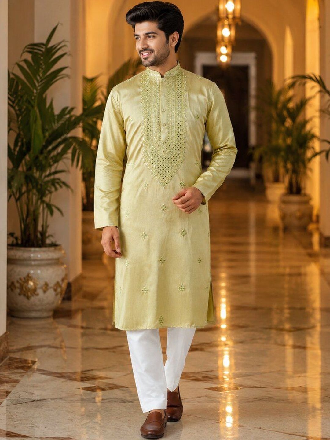 PulseIQ Men Embellished Mirror Work Kurta-picture-21