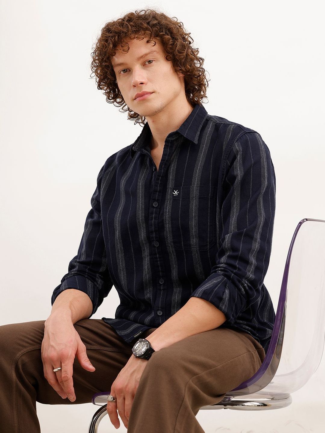 WROGN Men Slim Fit Striped Casual Shirt-picture-24