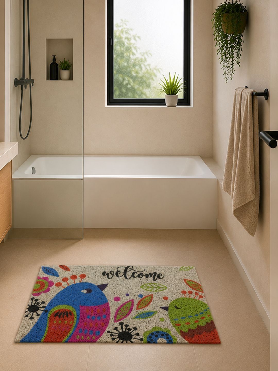 Datch Pink & Blue Textured Plastic Bath Rugs-picture-23