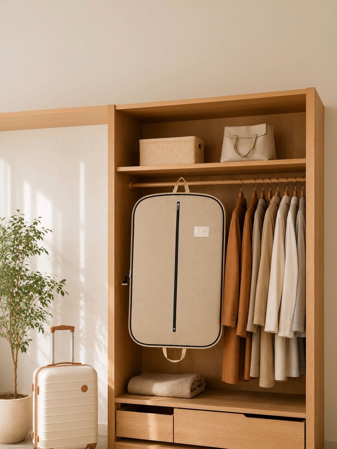 AMAK INC Beige Set of 1 Reusable Suit Organiser Organisers-picture-35