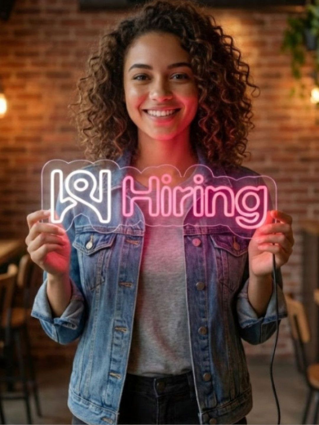 Custom Neon Pink & White Hiring String Lights-image-22