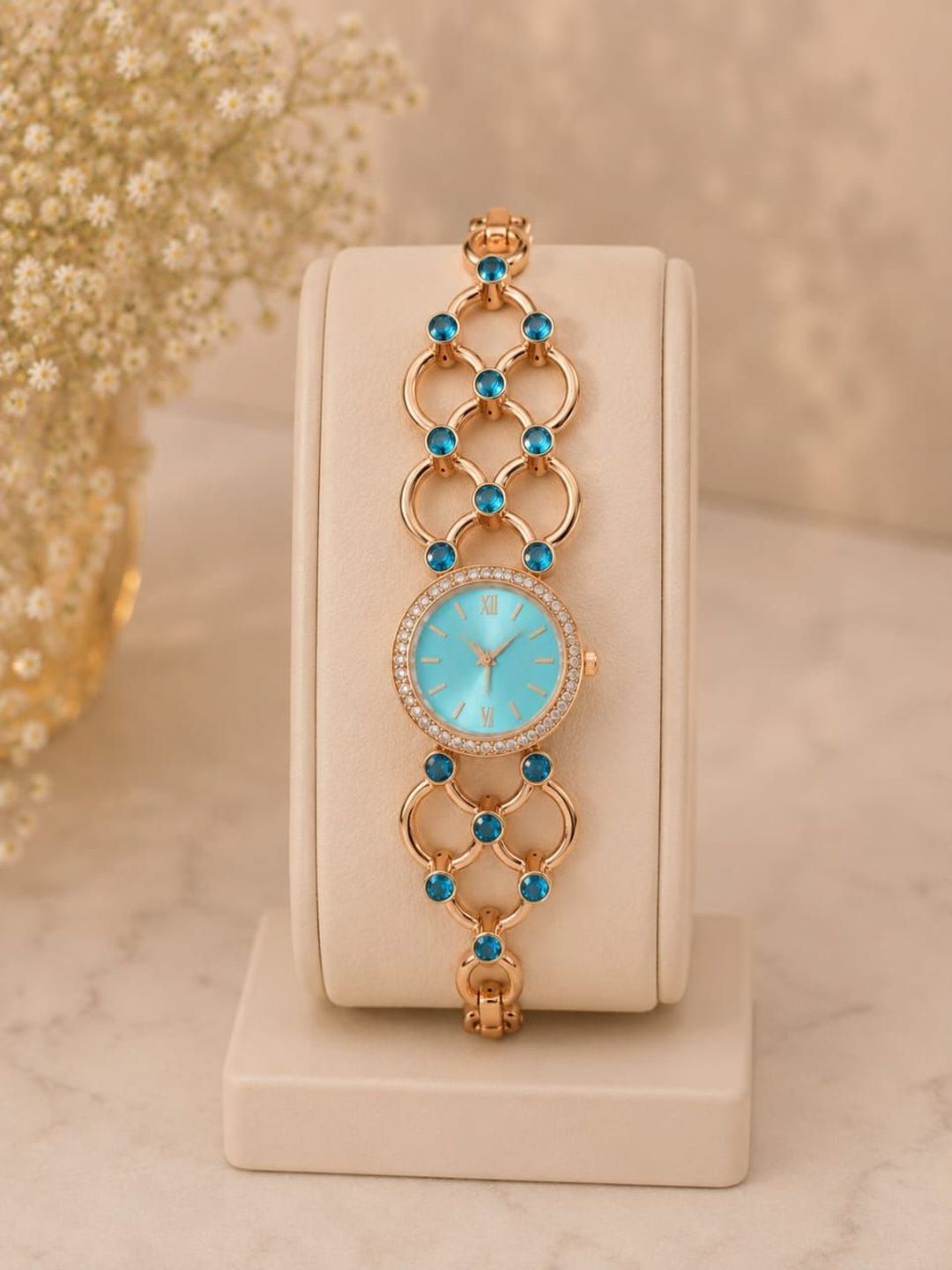 SWADESI STUFF Women Dial & Embellished Straps Analogue Watch SDS304 A1 watch_Sky