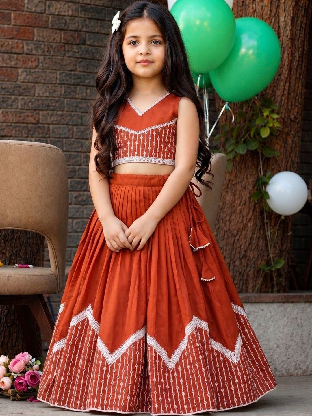 Sangria Girls Embellished Thread Work Ready to Wear Lehenga & Blouse With Dupatta-picture-13