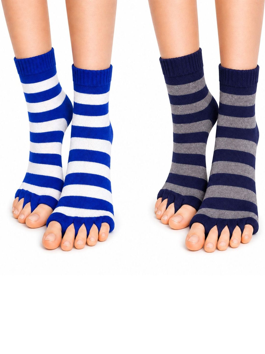 USOXO Unisex Pack of 2 Cotton Striped Above Ankle Socks-picture-25