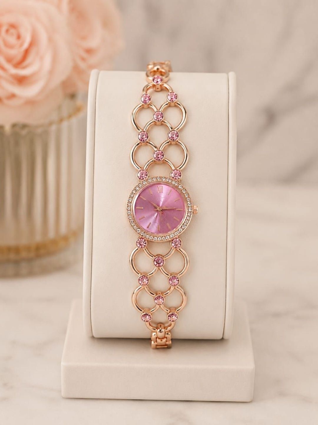 SWADESI STUFF Women Dial & Embellished Straps Analogue Watch SDS304 A1 watch_Pink