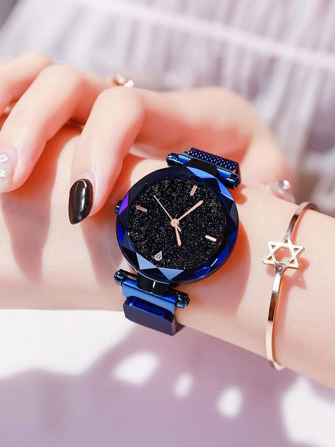 Daniel Radcliffe Women Brass Dial & Bracelet Style Straps Analogue Multi Function Watch Magnet 4P Blue-image-25