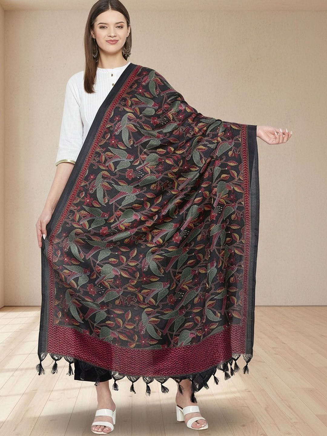KALINI Ethnic Motifs Embroidered Dupatta with Thread Work-picture-41