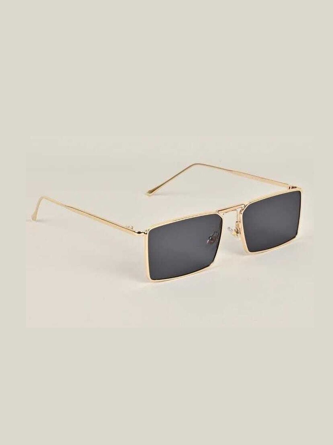 SPADEACES Men Black Lens & Gold-Toned Rectangle Sunglasses with-image-31