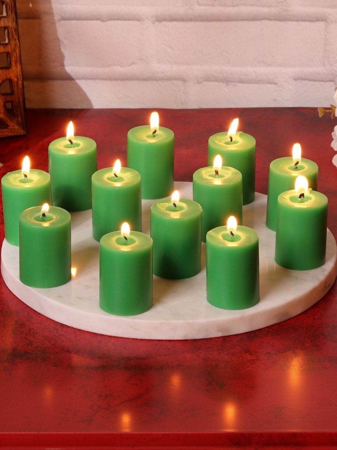 Stone and Feather Green 12 pieces Pillar Candle-image-27