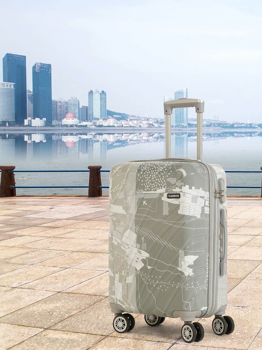Teakwood Leathers Printed Hard-Sided Cabin Size Trolley Bag - 38L-picture-23
