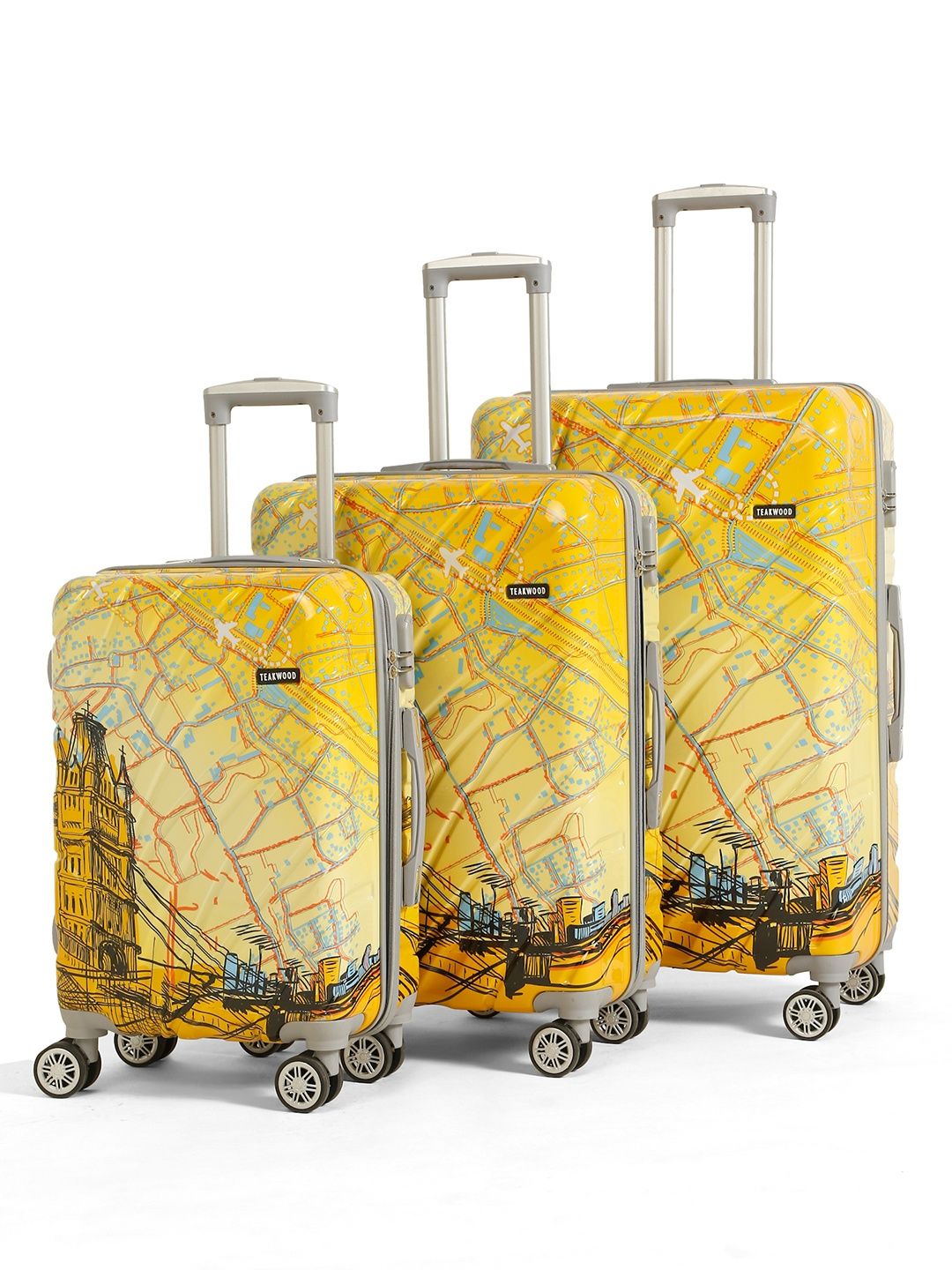 Teakwood Leathers Set of 3 Printed Hard Sided Cabin Medium & Large Trolley Bag-picture-39