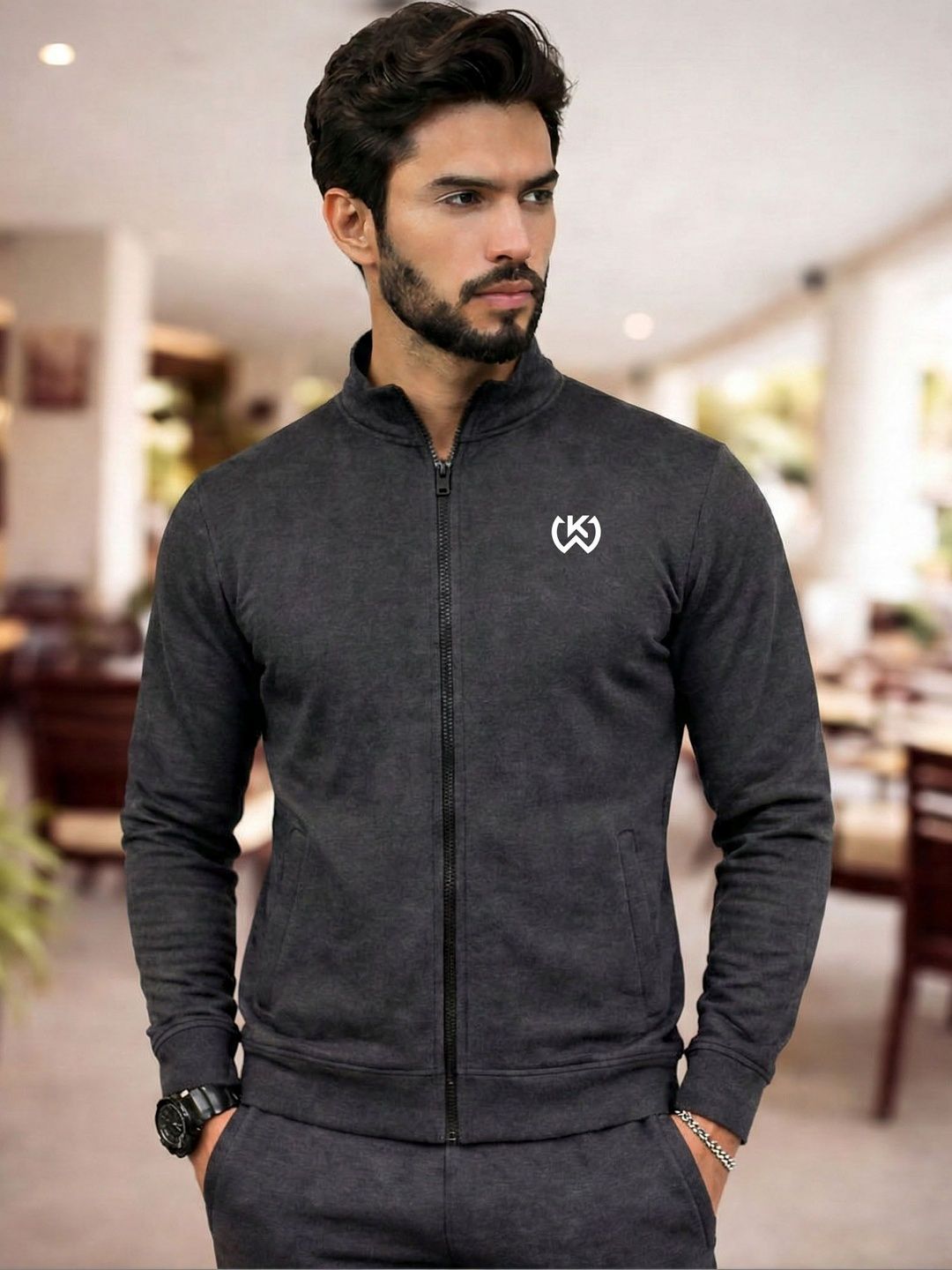 KWINGS Cotton Blend Mock Collar Tracksuits-picture-51