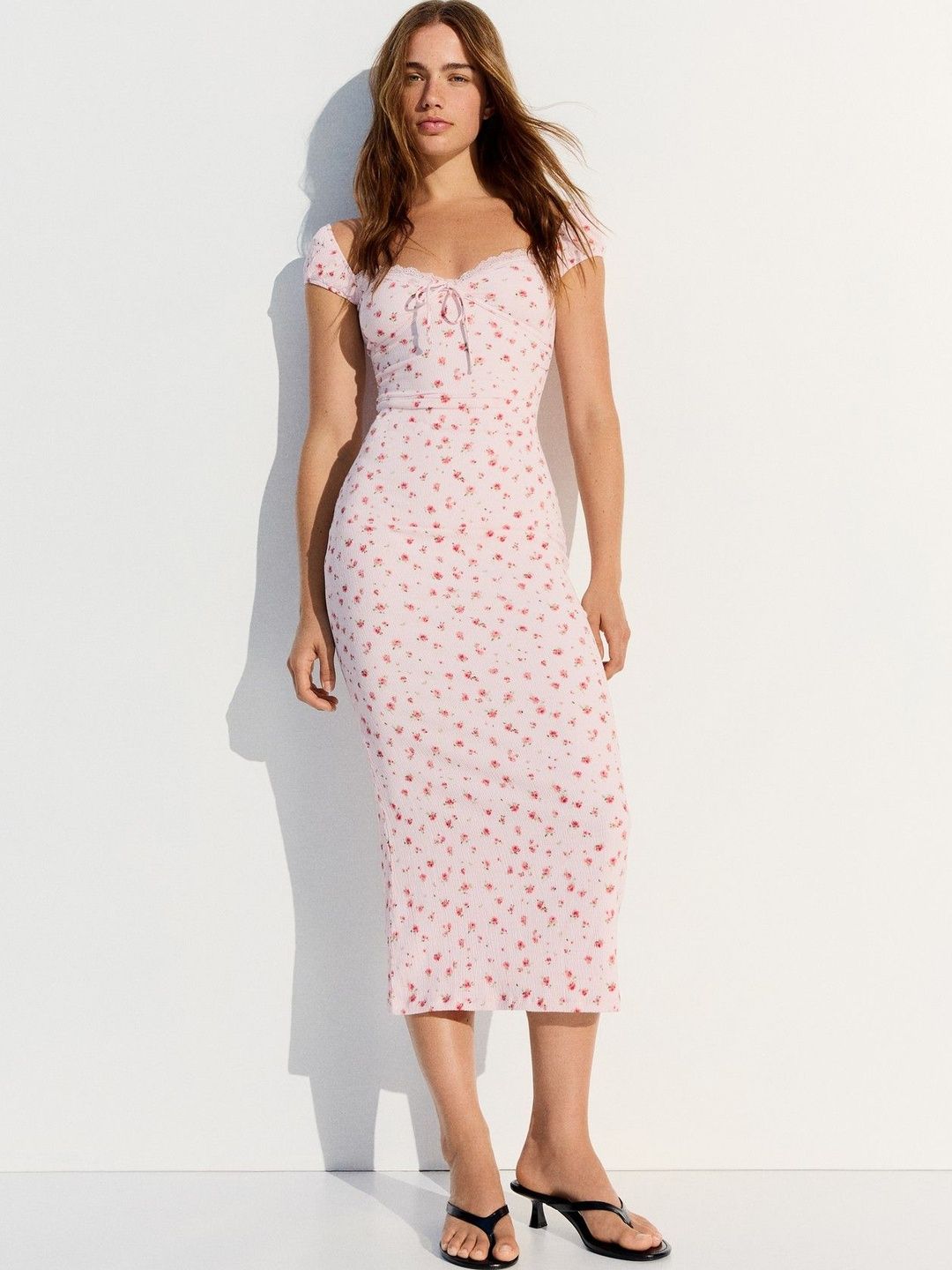 Bershka Printed Lace Midi Dress-picture-46