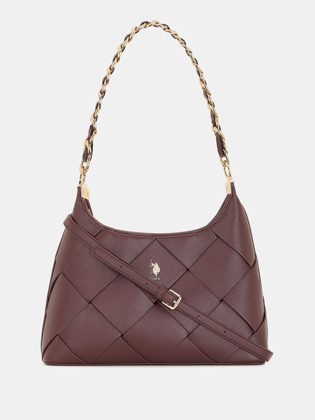 U.S. Polo Assn. Women Babie Burgundy shoulder bag Handbag with Woven Texture-picture-57