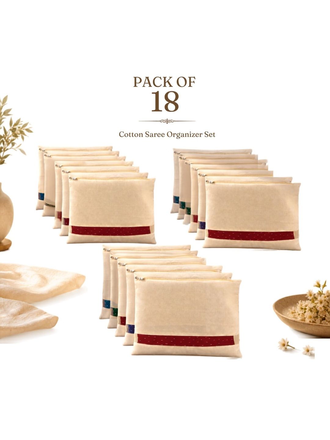 KESARI COLLECTION Beige Set of 6 Regular Multi-Utility Organisers-picture-34