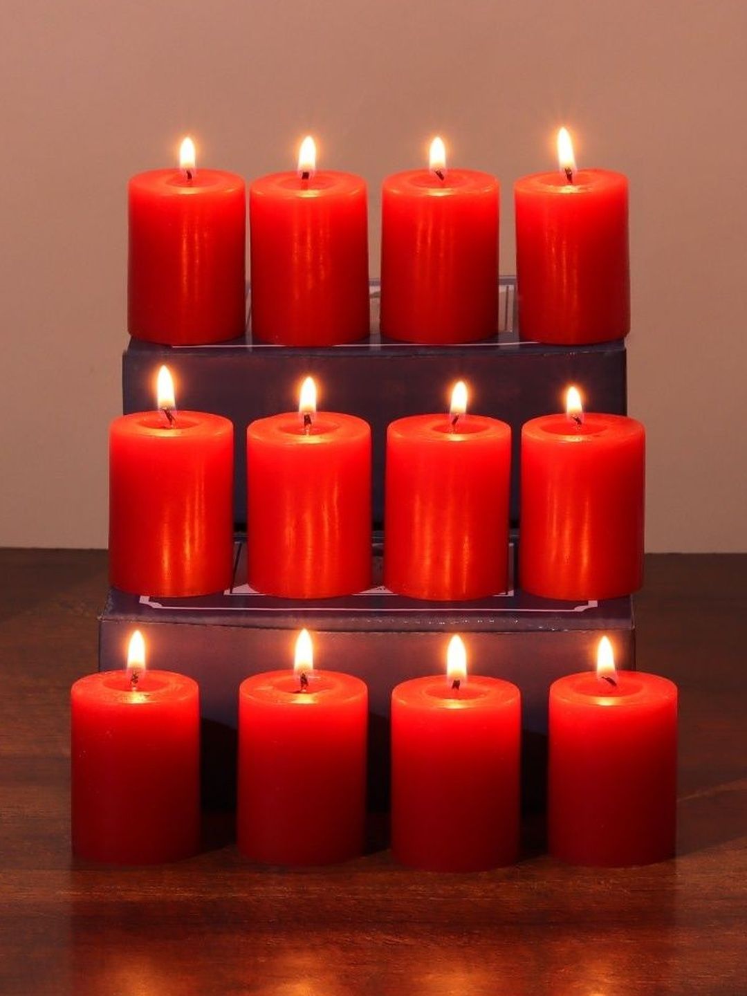 Stone and Feather Red 12 pieces Pillar Candle-picture-16