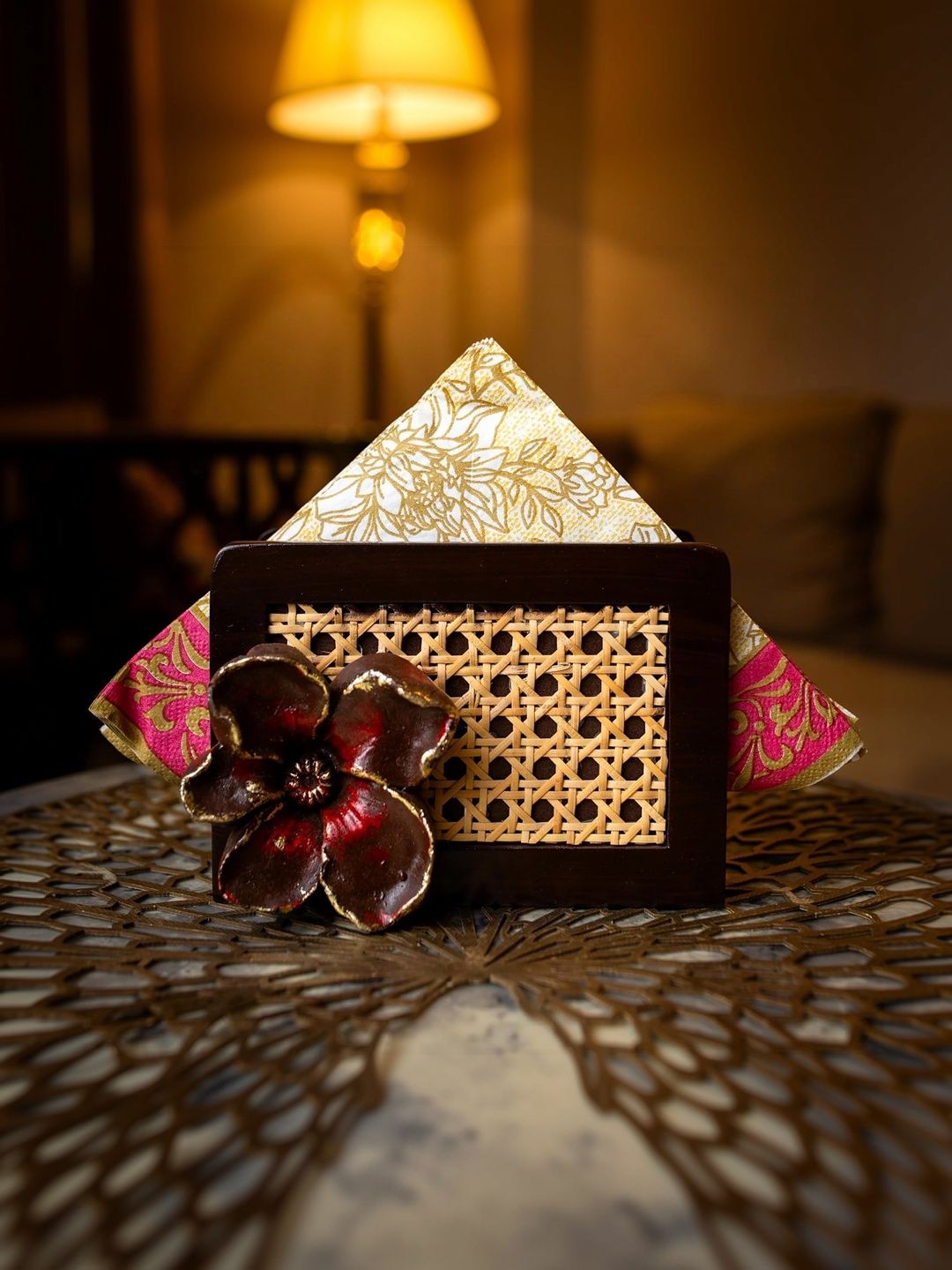 PRET HOMES Brown Textured MDF Tissue Holders-image-0