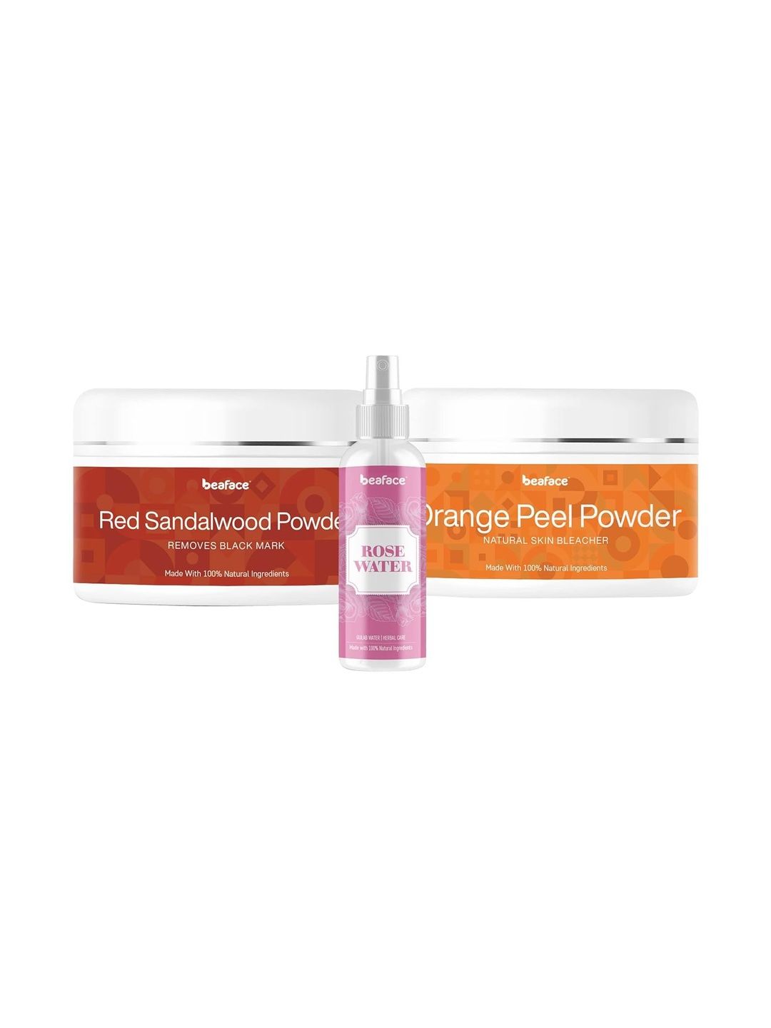 Beaface Set Of 3Piece Red Sandalwood & Orange Peel Powder Mask & Rosewater Spray-100g Each-image-30