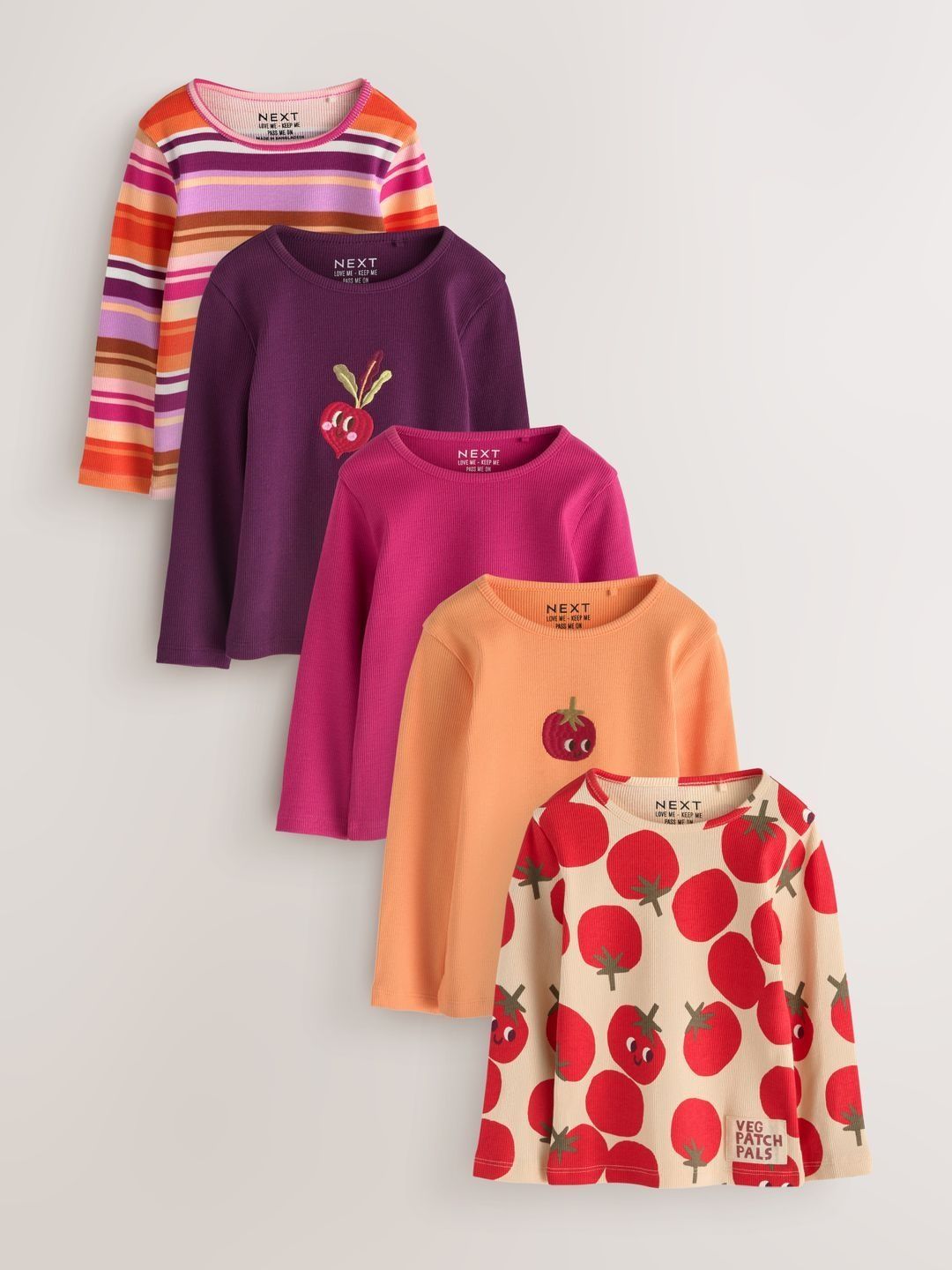 NEXT Girls Pack of 5 Print Cotton Top-picture-16