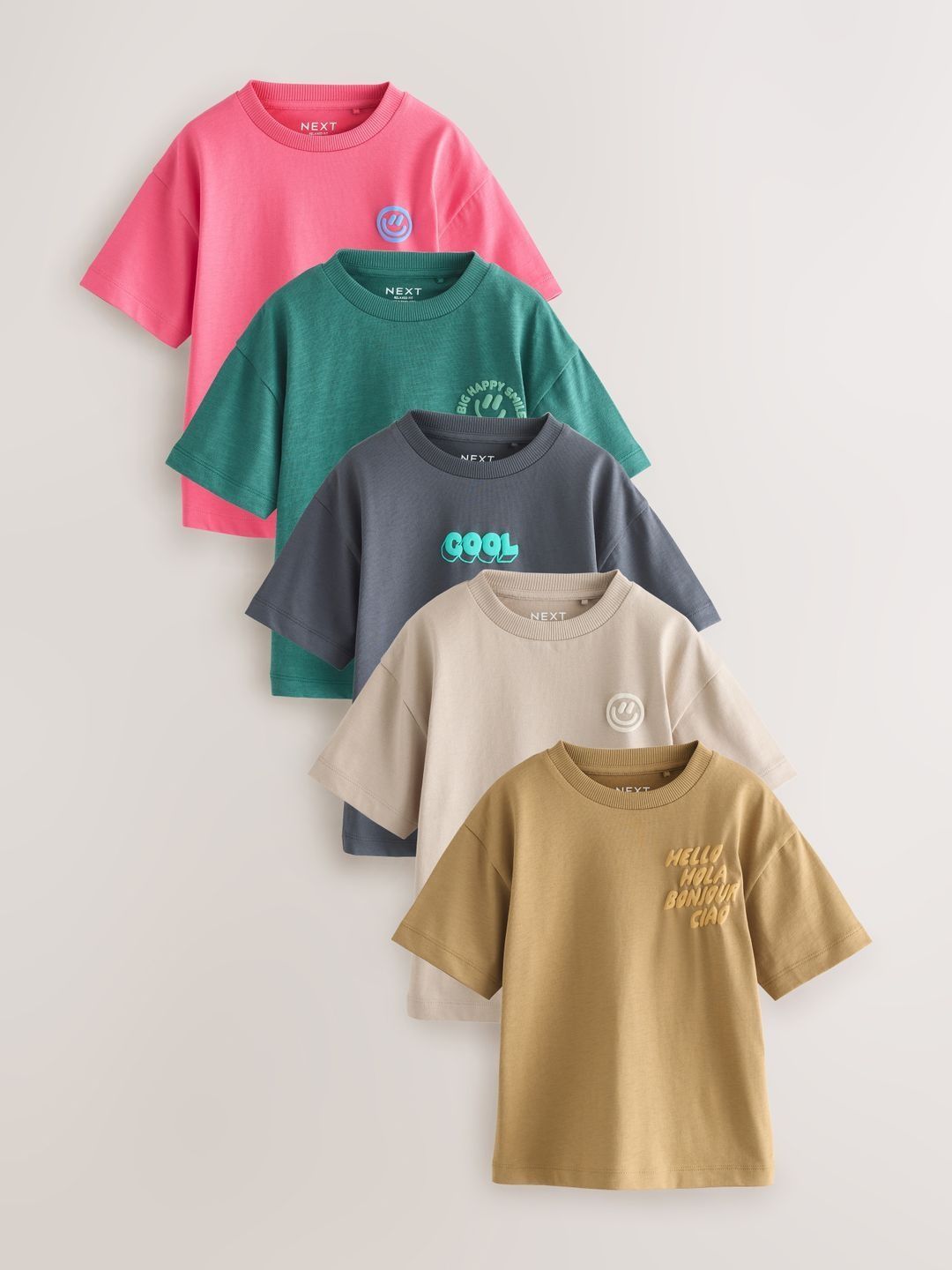 NEXT Boys Pack of 5 Printed Pure Cotton T-shirt-picture-27