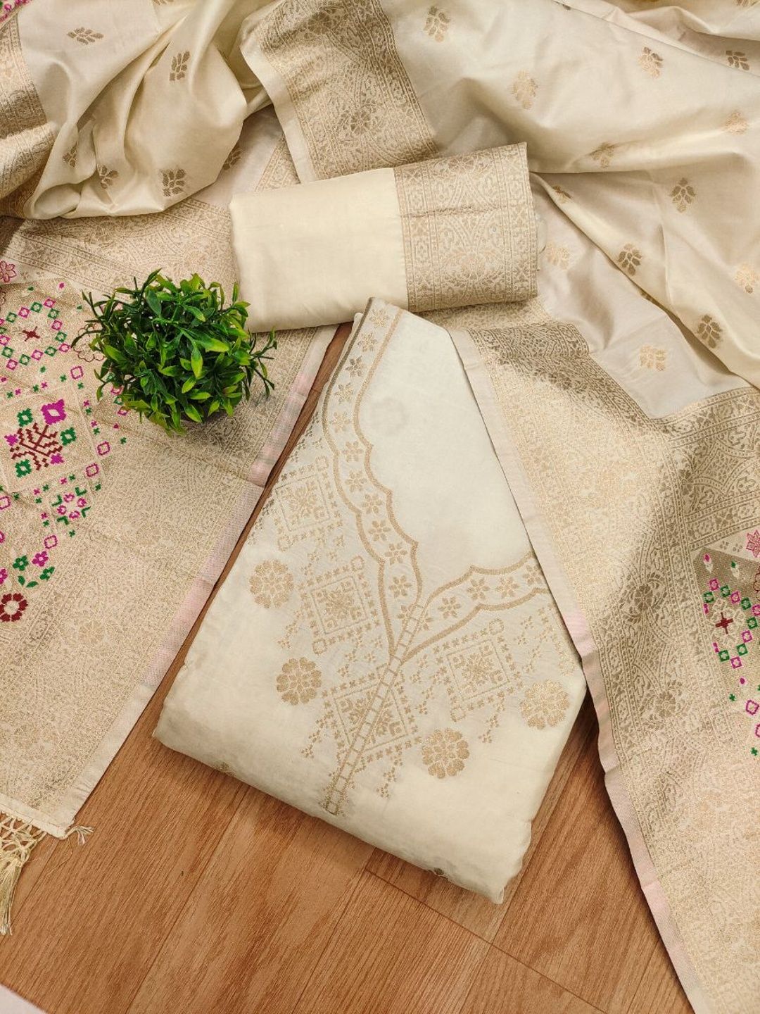 HERE&NOW Pure Silk Unstitched Dress Material-picture-20