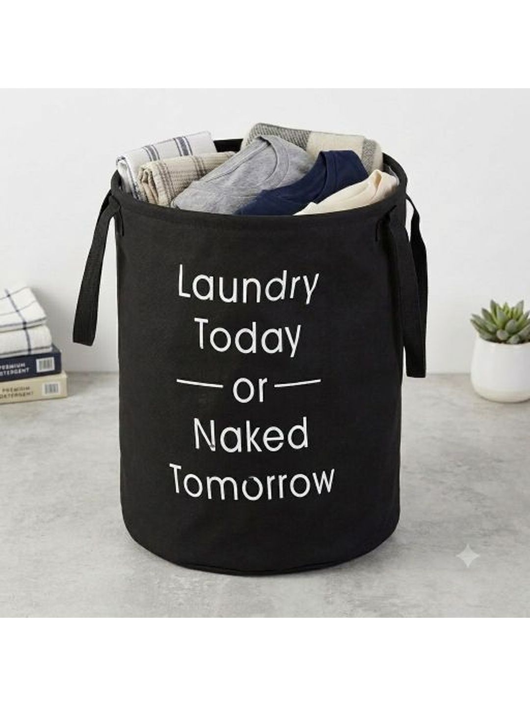 Clairs Black Printed Waterproof Foldable Laundry Bag 45L-image-24