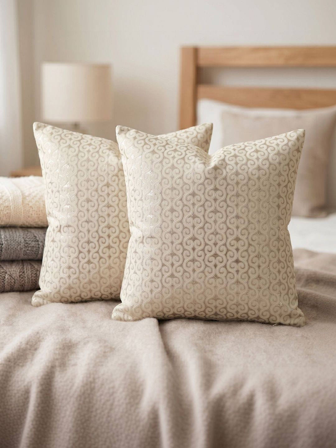 Myntra Elegant Homes Off White Set of 2 Square Cushion Covers-picture-15