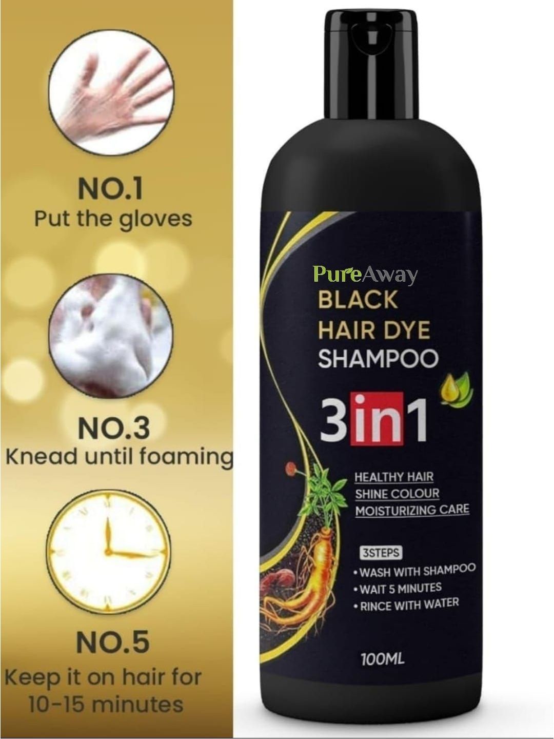 PureAway Black Hair Dye Shampoo - 100 ml-picture-54