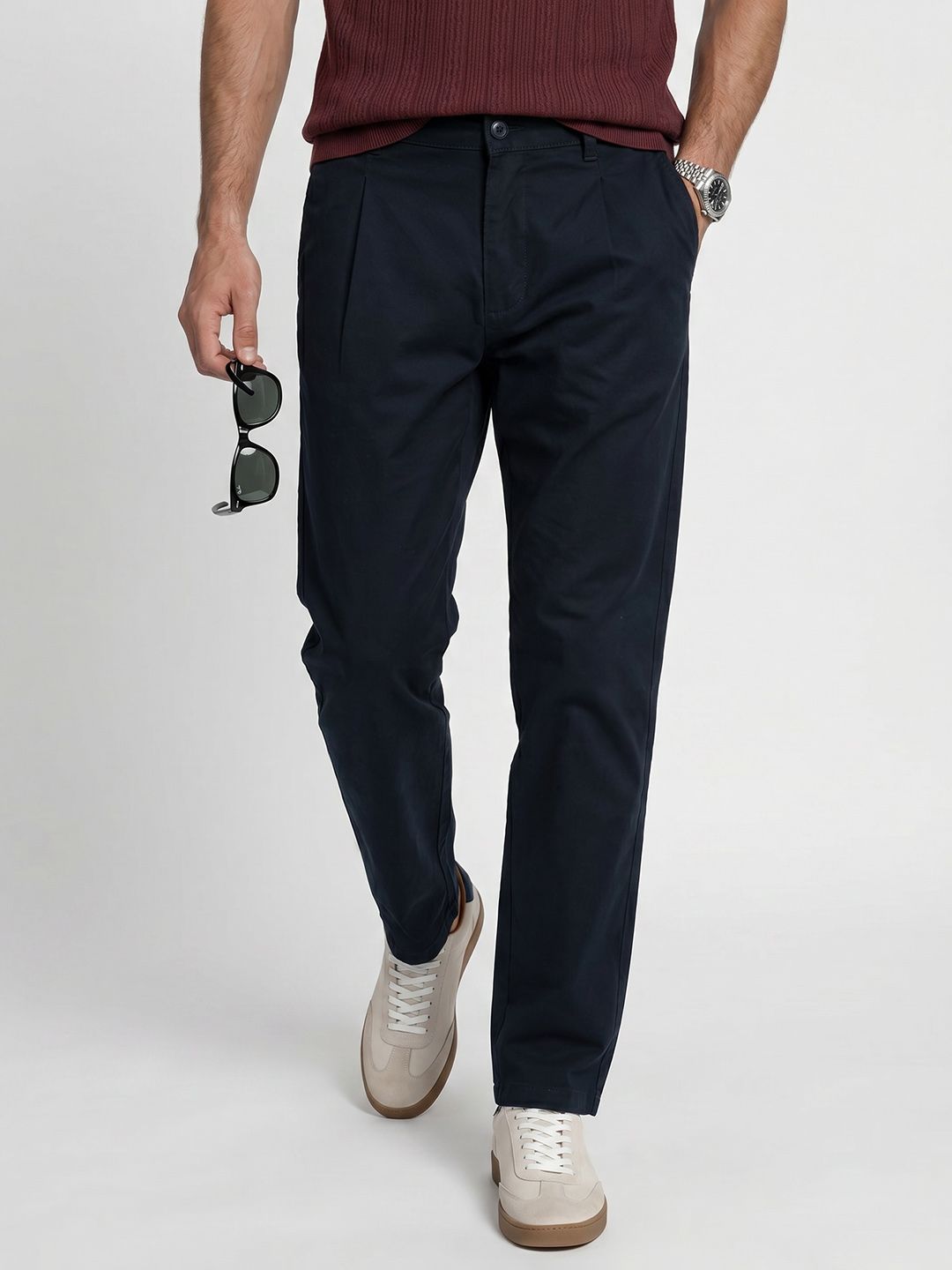 French Connection Men Pleated Chinos Trousers-picture-31