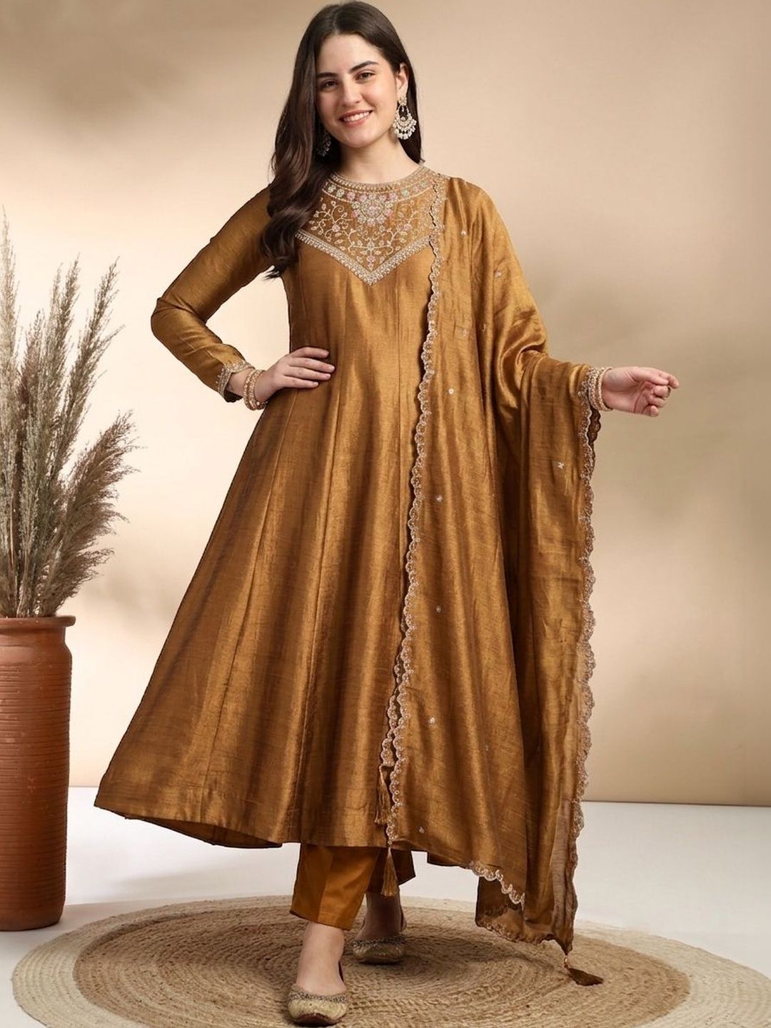 MOKOSH Women Ethnic Motifs Embroidered Regular Thread Work Kurta with Trousers & With Dupatta-picture-40