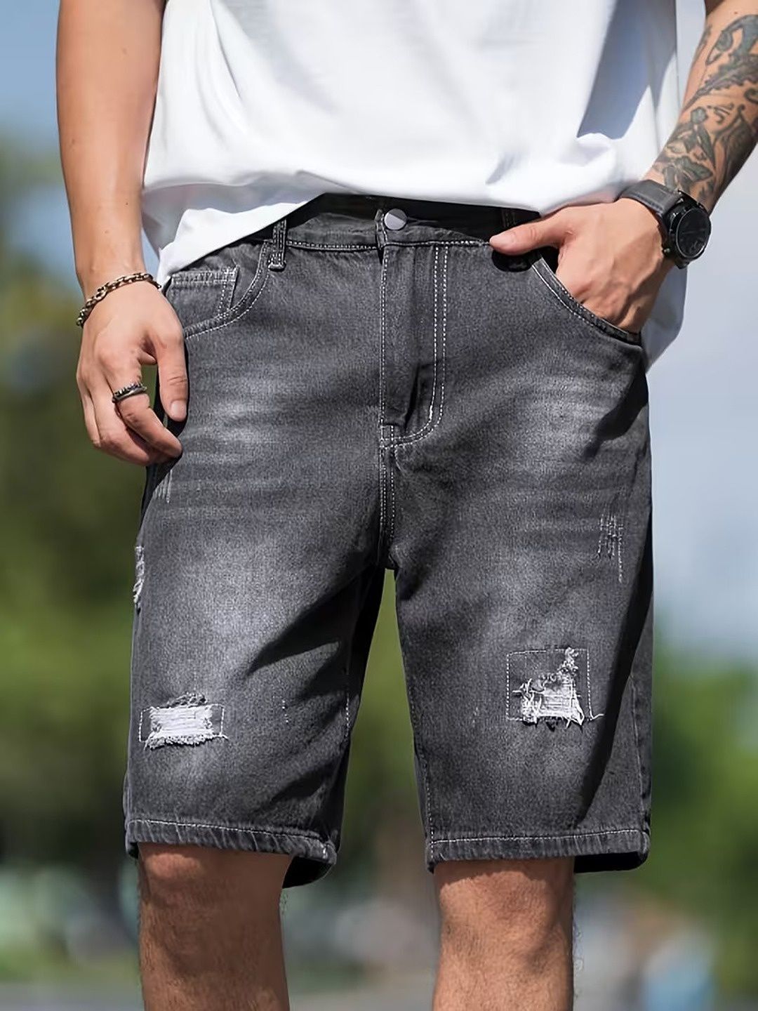 GENZILOOKS Men Denim Blend Denim Shorts-picture-23