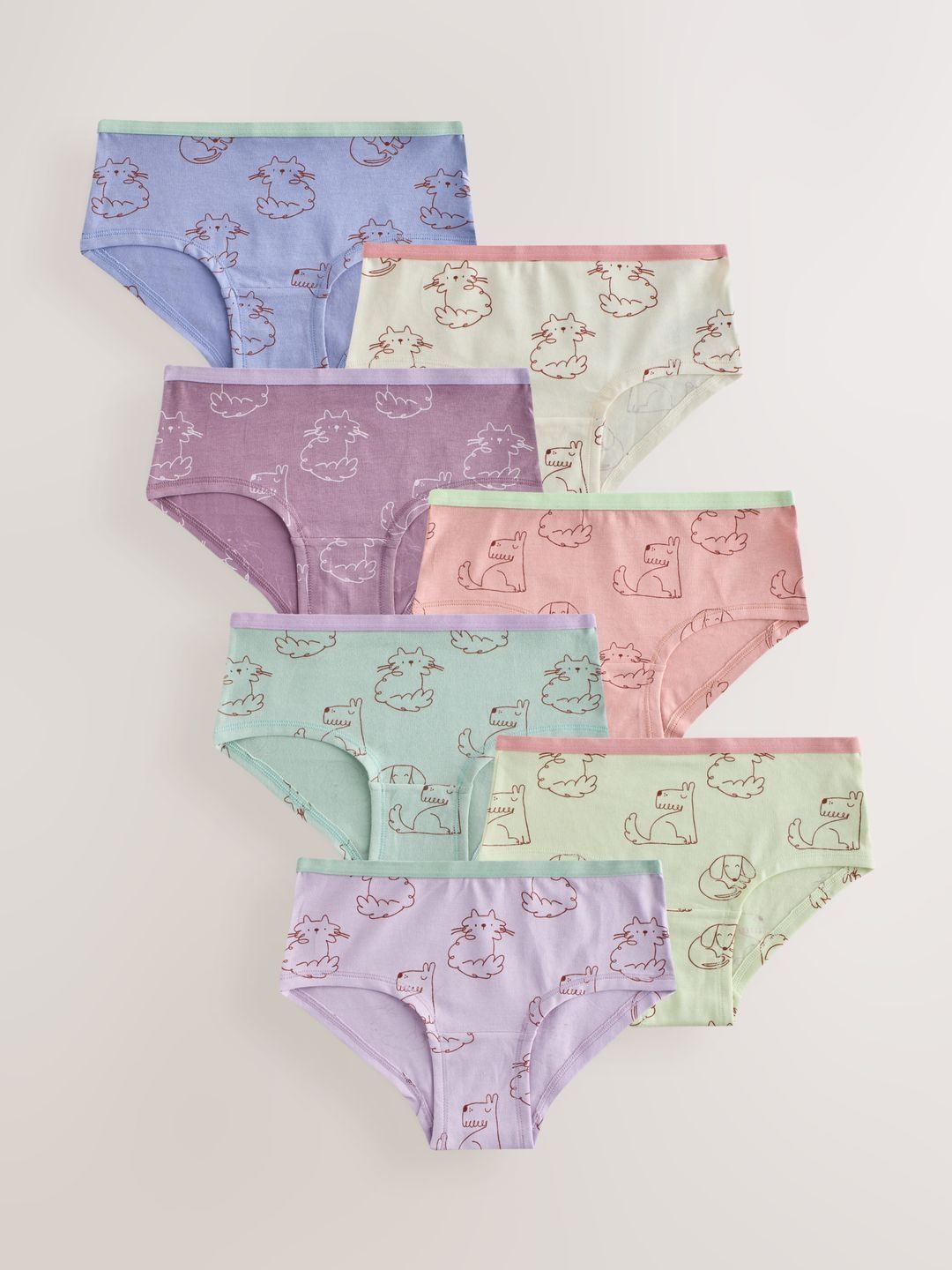 NEXT Girls Pack of 7 Printed Cotton Bikini-picture-54