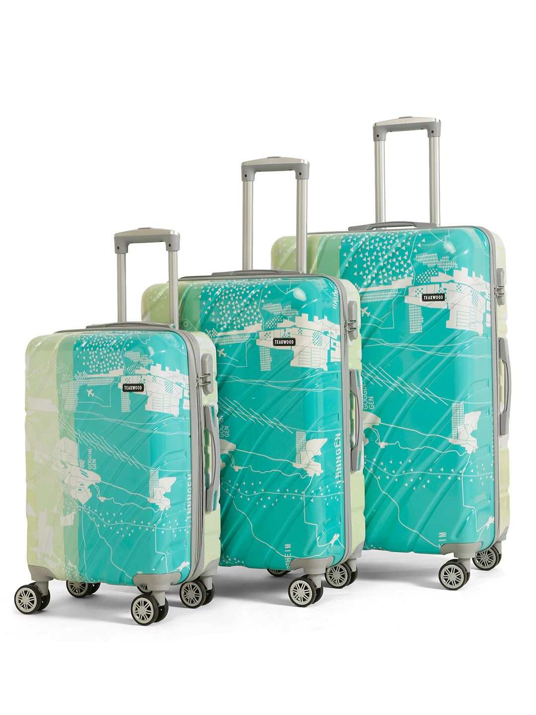 Teakwood Leathers Set of 3 Printed Hard Sided Cabin Medium & Large Trolley Bag - 191L-picture-40