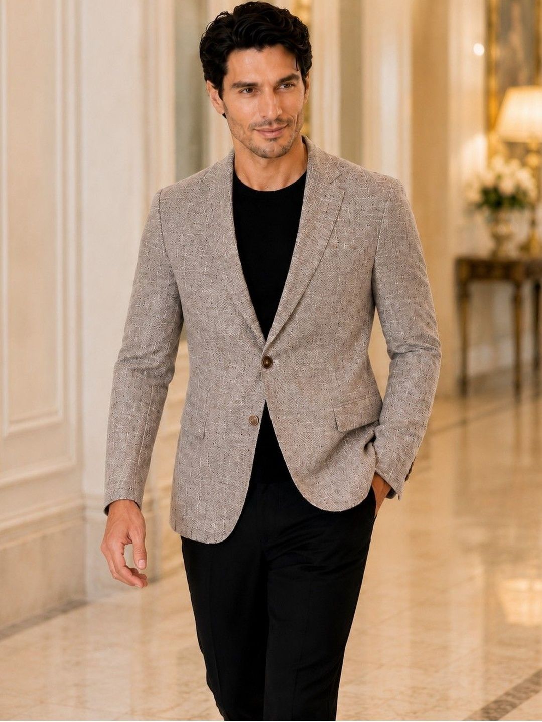 House of Pataudi Checked Notched Lapel Single-Breasted Tailored Fit Blazers-picture-33