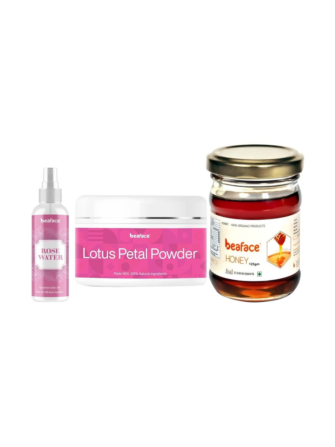Beaface Pack Of 3 Lotus Petal Powder Honey & Rose Water-image-43