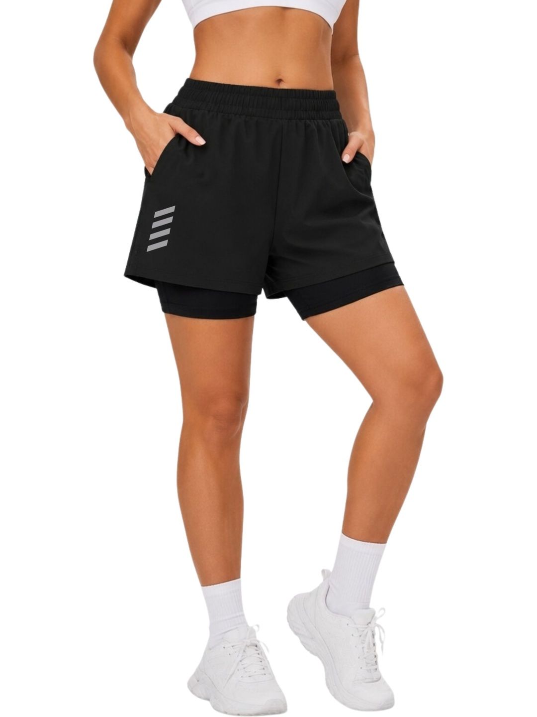 3Colors Women Low-Rise Training or Gym Sports Shorts-picture-34