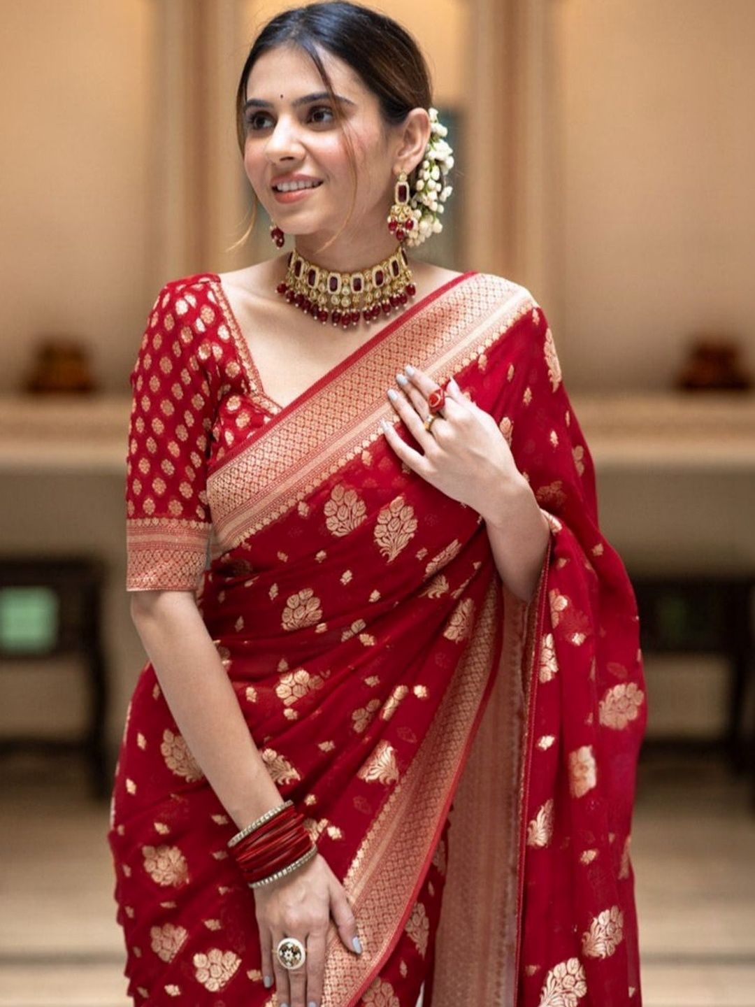 Sangria Woven Design Zari Silk Blend Designer Banarasi Saree-image-37