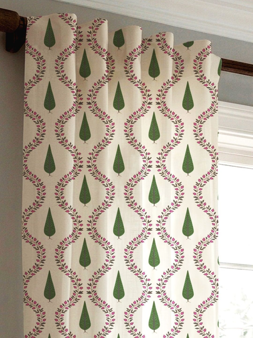 KAITHARRI CREATIONS Olive Green & Grey Set of 2 Floral Long Door Curtain-image-49