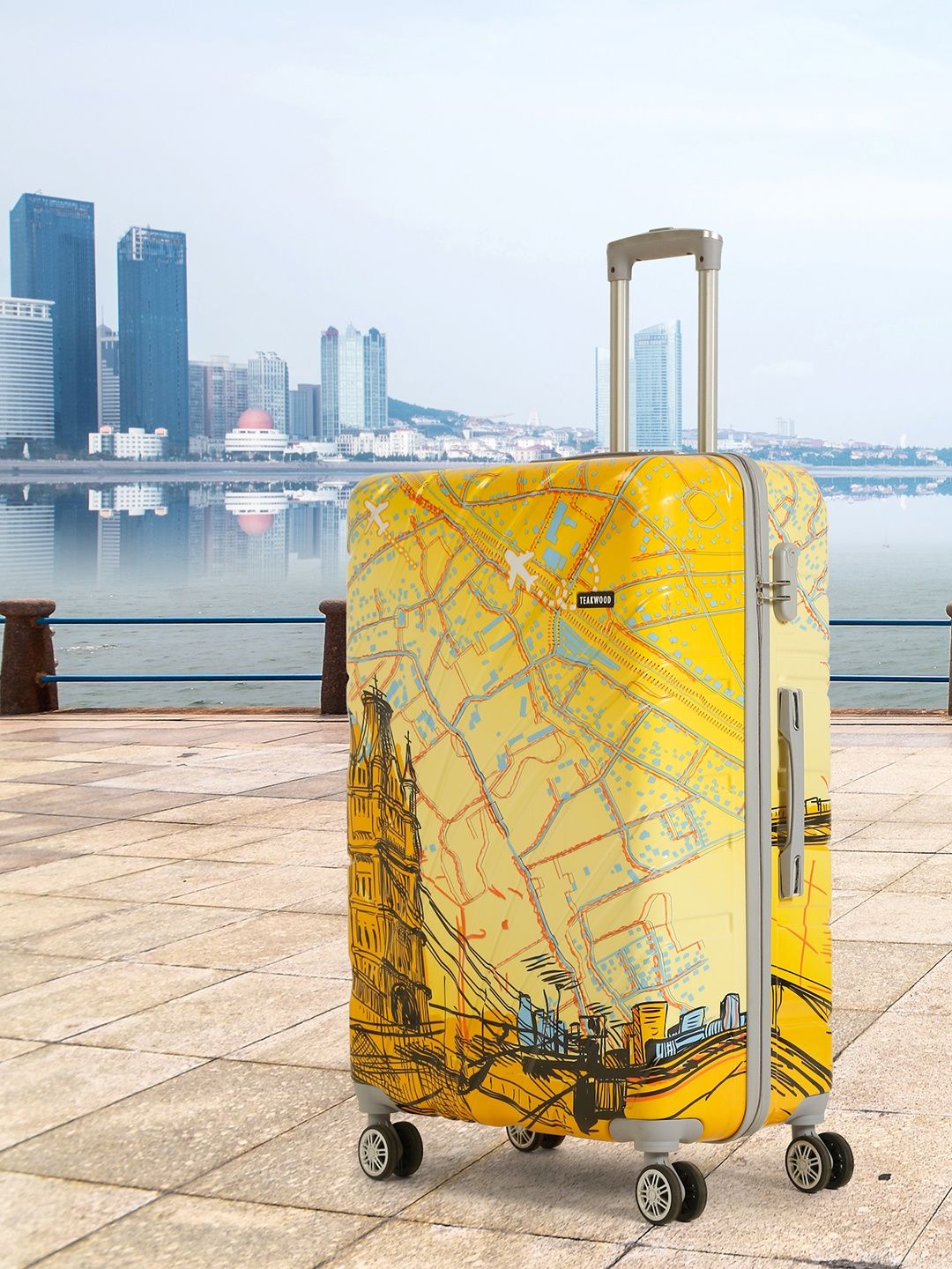 Teakwood Leathers Printed Hard-Sided Large Trolley Bag - 96L-picture-27