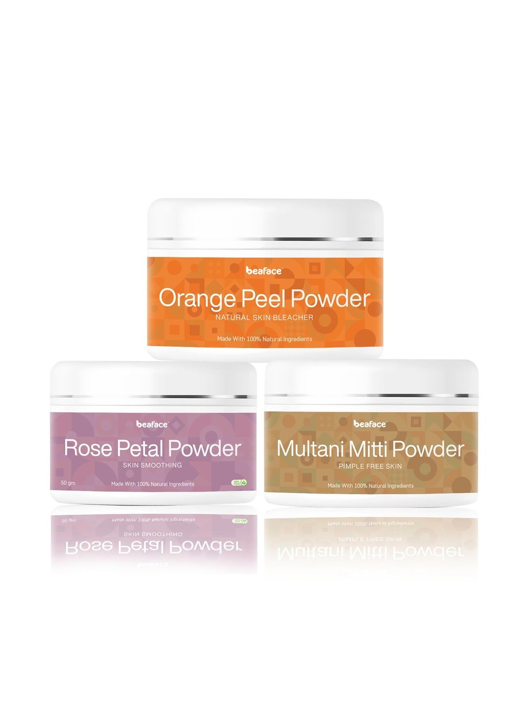 Beaface Pack Of 3 Orange Peel, Multani Mitti & Rose Petal Powder-picture-27