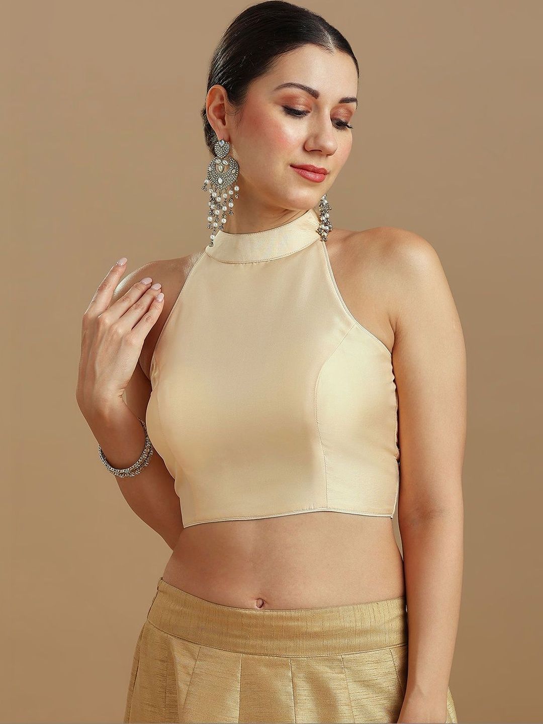 Anouk Silk Blend Solid Saree Blouse-picture-11