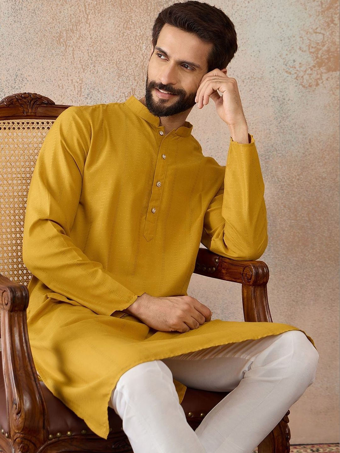 House of Pataudi Mandarin Collar Kurta & Pyjamas-picture-28
