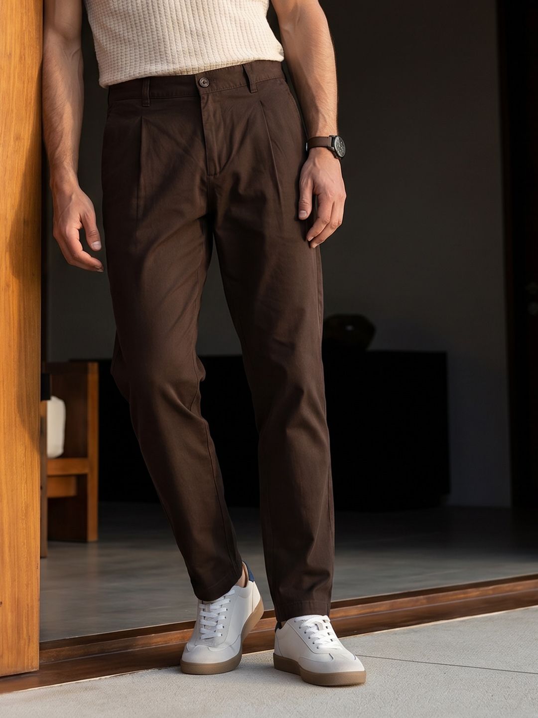 French Connection Men Pleated Chinos Trousers-picture-47