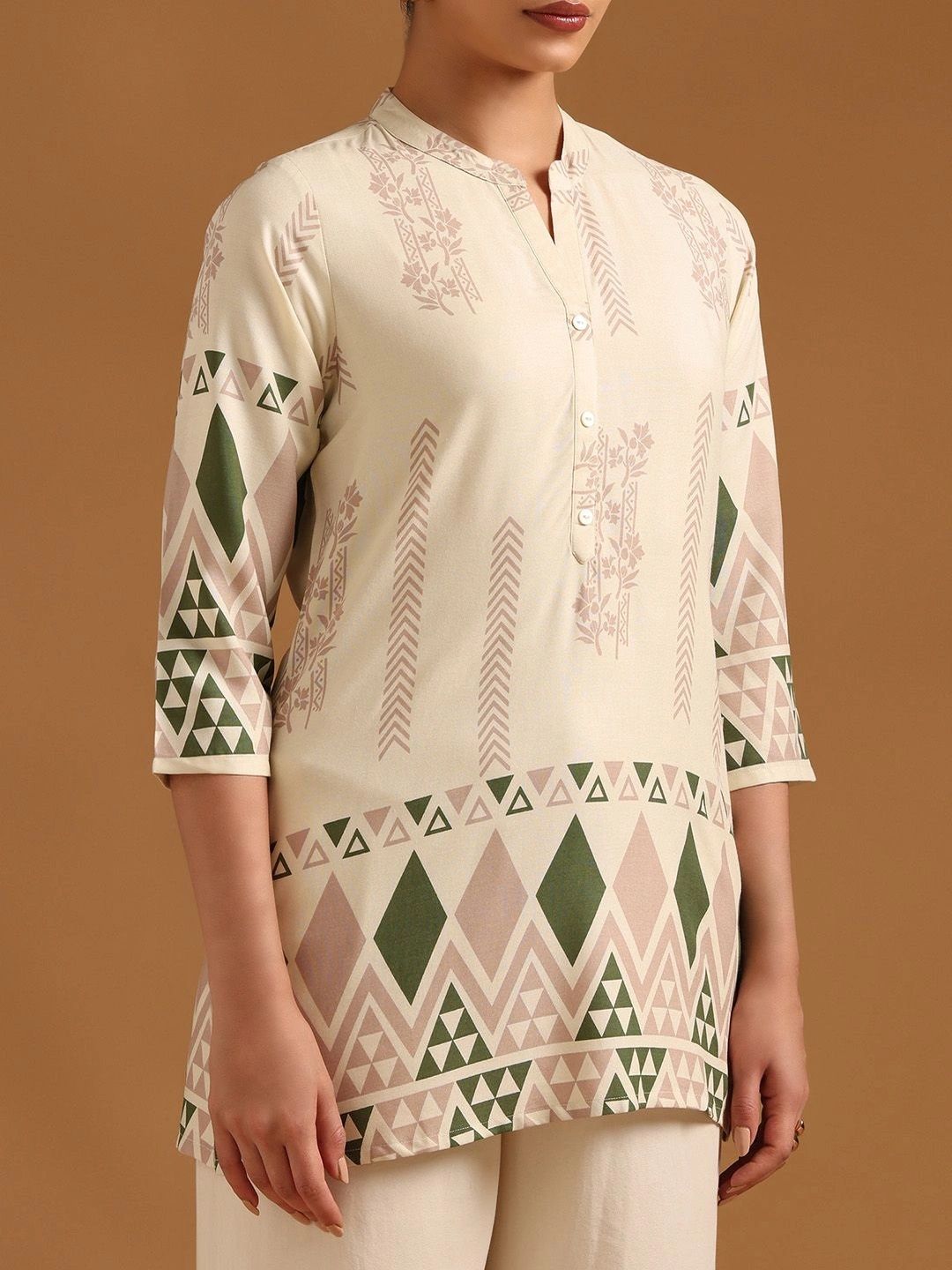 Soch Viscose Rayon Mandarin Collar Printed Tunic-picture-12