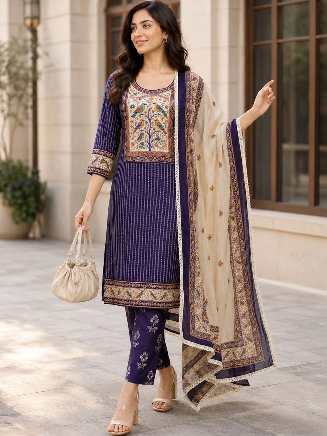 Anouk Women Ethnic Motifs Printed Regular Pure Cotton Kurta with Trousers & With Dupatta-image-23