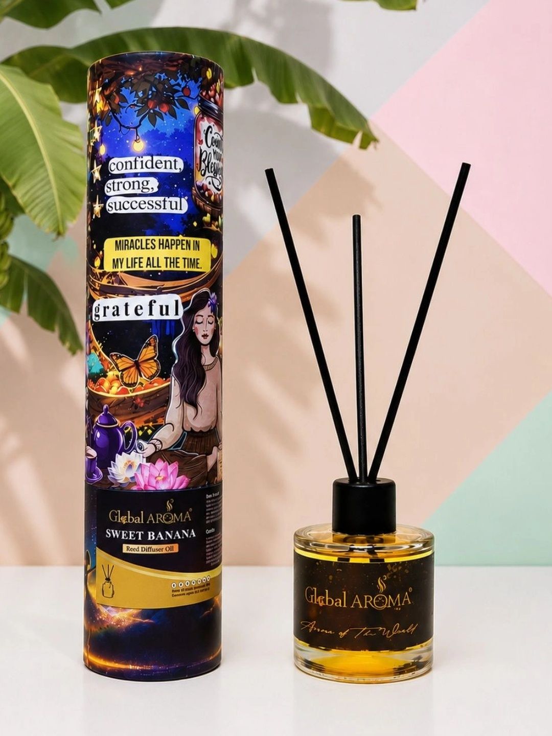 GLOBAL AROMA Transparent Sweet Banana Reed Diffuser With 5 Fiber Sticks 50ml-picture-25