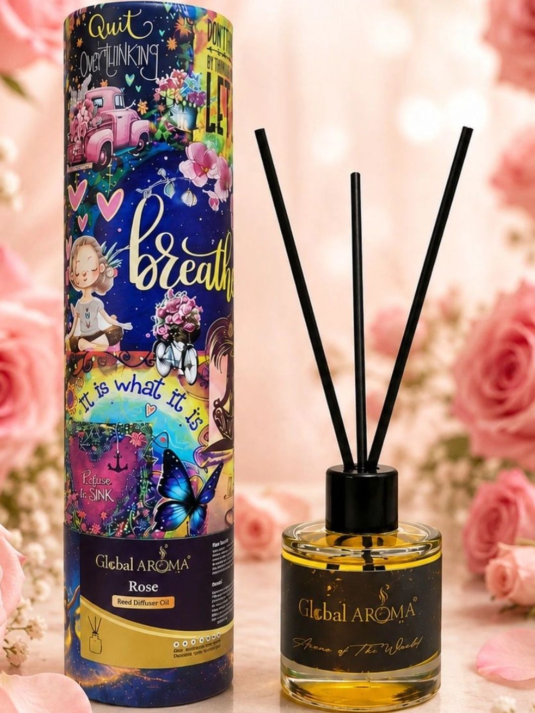 GLOBAL AROMA Transparent Rose Reed Diffuser With 5 Fiber Sticks 50ml-picture-18