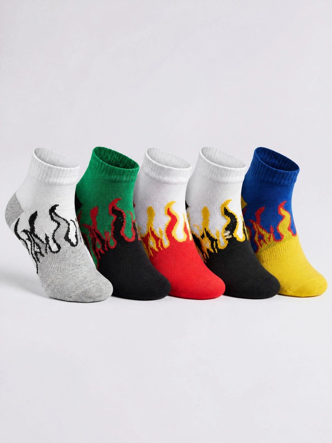 Moda Rapido Men Pack of 5 Cotton Blend Patterned Ankle Length Socks-picture-51