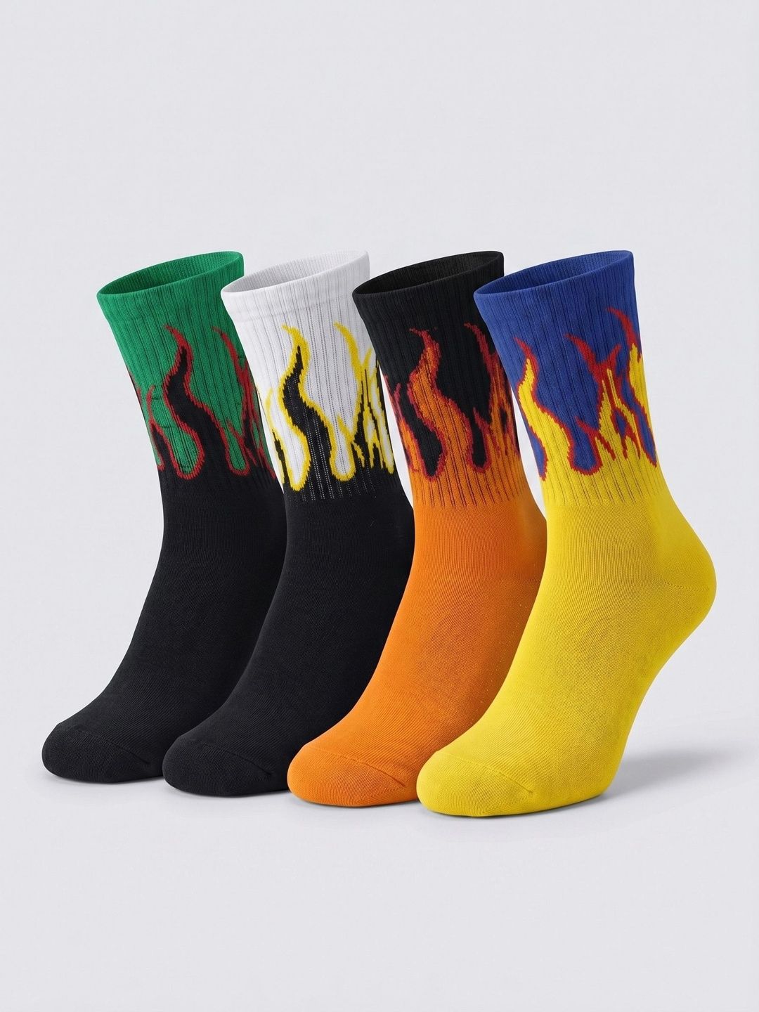 Moda Rapido Men Pack of 4 Cotton Blend Patterned Calf Length Socks-picture-20