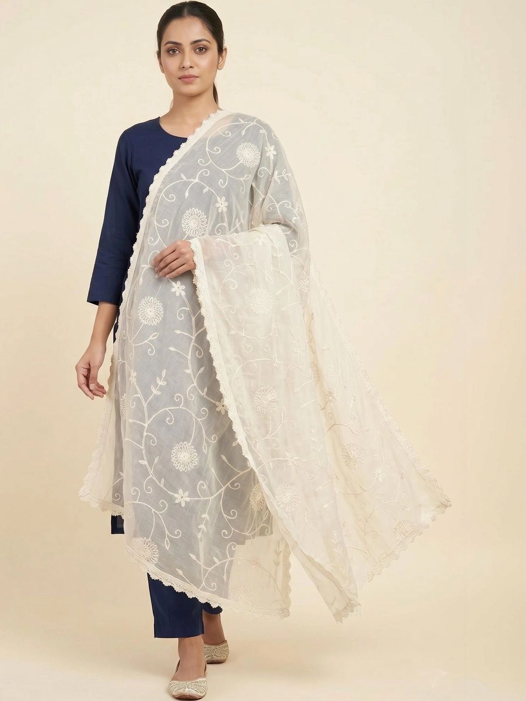 Trendzmy Embroidered Dupatta with Thread Work-picture-51